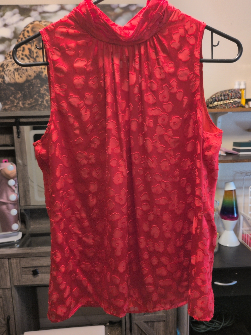 Silky Soft Red ♥️ White House Black Market Leopard Print Blouse.